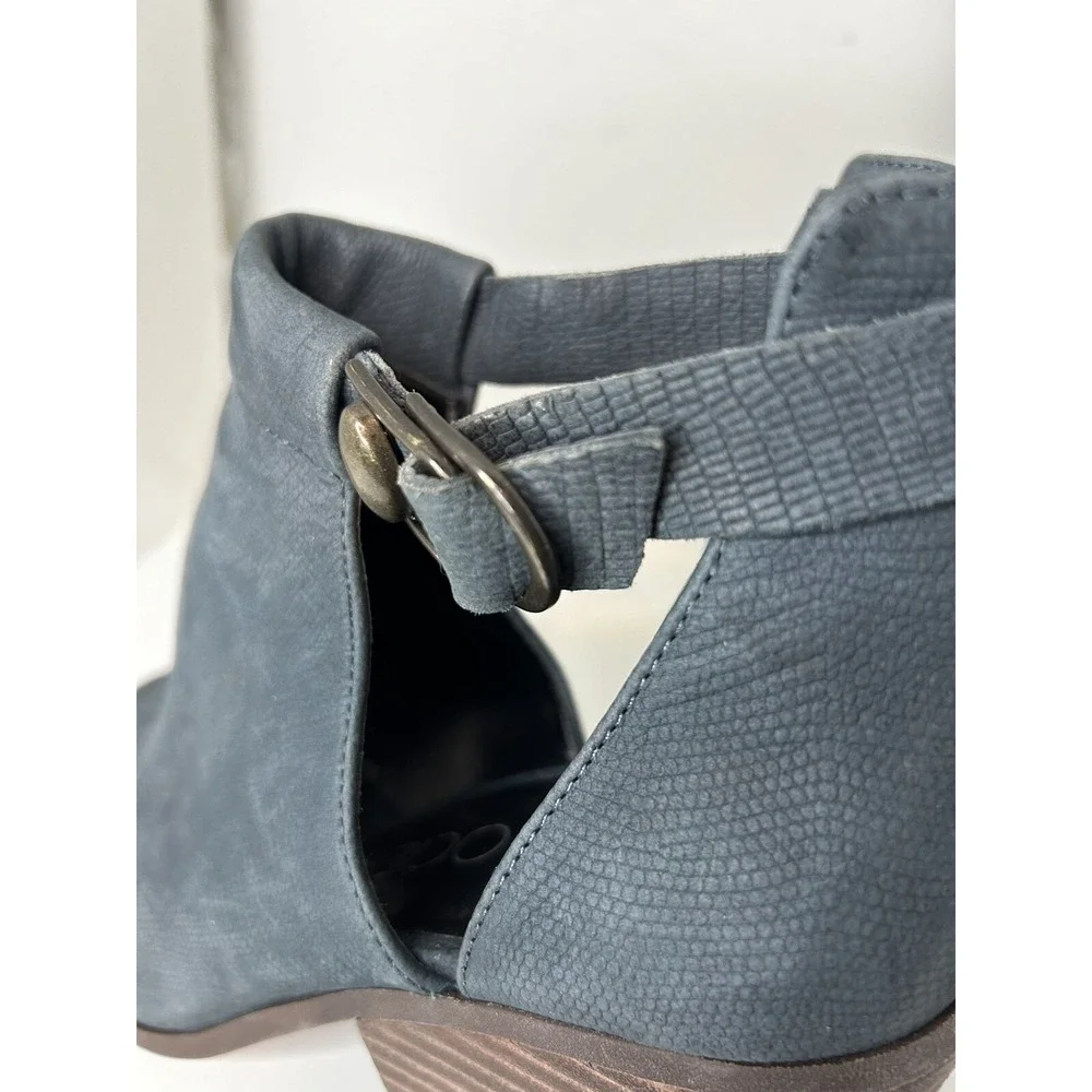 SOLE SOCIETY Ferris Blue Suede Peep Toe Bootie Heels Cut out sides Size‎ 9M